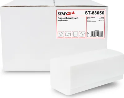 Produktbild von SemyTop - Papierhandtuch ZZ-Falz 24x21 cm 2lag, 3200 Blatt weiß (ST-88056)
