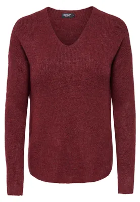 Produktbild von ONLY Onlcamilla V-Neck L/S Pullover KNT Noos – Oxblood Red