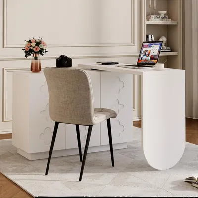 Immagine prodotto di OKWISH 110x40x75 cm Scrivania ad angolo girevole - Scrivania moderna per computer con ripiano - MDF bianco