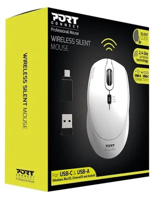 Produktbild von Port Designs 900714, Beidhändig, RF Wireless + USB Type-C, 1600 DPI, Weiß