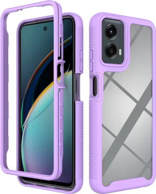 Produktbild von Moto G 5G 2024 Hülle, Hybrid Transparente Rückseite TPU Bumper Stoßfest Schutzhülle für Motorola Moto G (2024) Lila