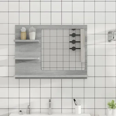 Produktbild von vidaXL Lustro łazienkowe szare Sonoma 60x10,5x45 cm Materiał drewnopochodny