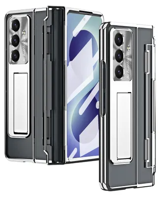 Obrázek produktu pro Pouzdro pro Samsung Galaxy Z Fold 8 Ultra, Ochrana Displeje a Objektivu, Průhledné Galvanizované Pouzdro se Stojánkem Stříbrný