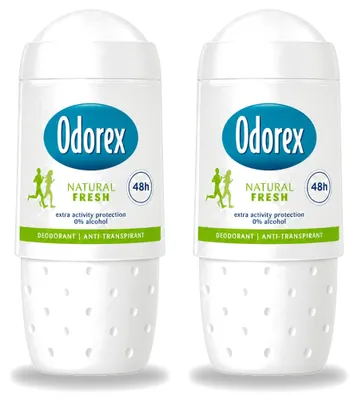 Imagen del producto de 2 unidades de desodorante roll-on Odorex, aroma Natural Fresh, 50 ml. Paquete económico