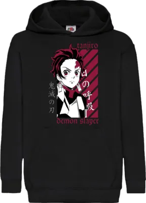 Produktbild von Kinder Kapuzenpullover Demon Anime Slayer Tanjiro Kamado 009, 12-13 Jahr - 152 / Schwarz