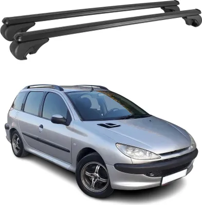 Image de Barres de toit Transversales pour Peugeot 206 Break 2002-2007 Aluminium Noir