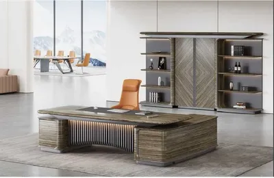 Image de Bureau d'angle Ensemble de bureau Ensemble de 2 pièces Marron JVmoebel