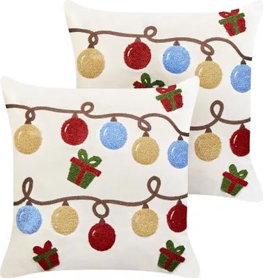 Produktbild von BELIANI Dekokissen 2er Set Grün Baumwollbezug mit Füllung 45x45 cm Tierform Dinosaurier Kinderkissen Wohnzimmer Schlafzimmer Kinderzimmer Deko