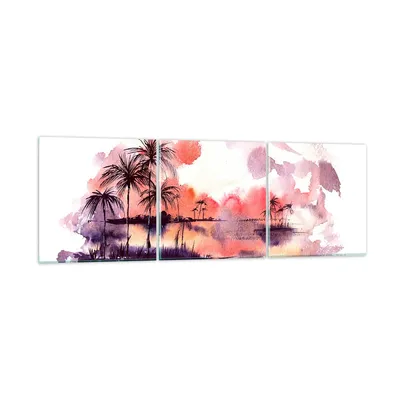 Produktbild von Bilder auf glas - Tropen Palmen Illustration Pflanze - 150x50cm - Glasbilder - Wandbilder - Kunstdruck - Wanddekoration aus Glas - Glas Bilder - Wandbild auf Glas - GCA150x50-2995