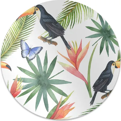 Produktbild von Rundmatte - Stuhlunterlage Bürostuhlunterlage - Rund Ø 100 cm - Bodenmatte - Fußmatte - Toucons und Schmetterlinge.