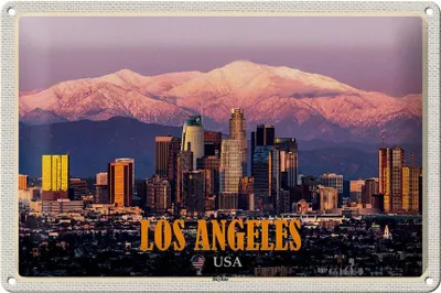 Produktbild von Blechschild Reise 30x20cm Los Angeles Skyline Berge Wolkenkratzer
