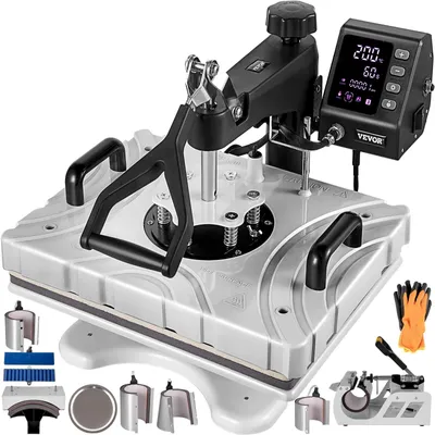 Productafbeelding van Multifunctionele Hittepers 10-in-1 – Transferpers met 30x38 cm Plaat en 360° Draaibaar Ontwerp