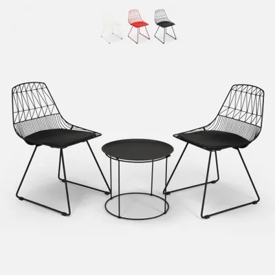 Immagine prodotto di Set di tavolo e 2 sedie per casa bar giardino interno ed esterno Etzy - Nero