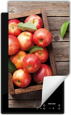 Produktbild von DarHaus Herdabdeckplatte 1 teilig 30x52 cm Anti Rutsch Matte Aufrollbar, Äpfel - Holz