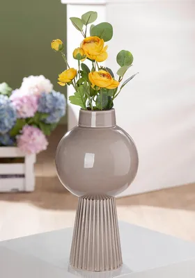 Keramikvase Balazar, grau glänzend, Höhe 35 cm
