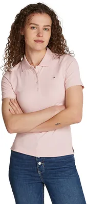 Produktbild von Tommy Hilfiger Damen Poloshirt Kurzarm Slim Fit, Rosa (Delicate Pink), XXS