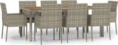 Immagine prodotto di vidaXL set da pranzo da giardino da 9 pezzi con cuscini in polirattan grigio