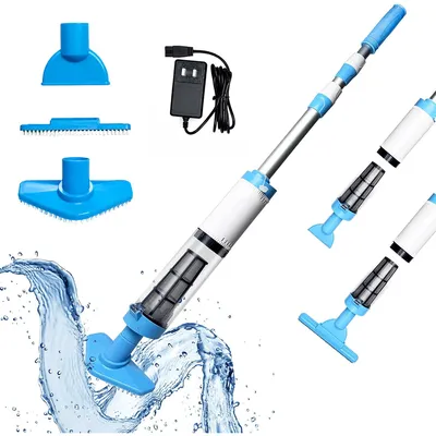 Produktbild von Poolsauger mit Teleskopstange,3 in 1 Pool Staubsauger Laufzeit bis zu 90 Min,Batterie Bodensauger mit Starker Saugleistung,für Spas Kleine Pool