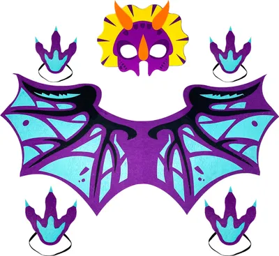 Produktbild von Oblique Unique Drache Kostüm Accessoire Set - Flügel Umhang + Maske + Pfoten für Halloween Karneval Fasching uvm.