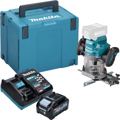 Produktbild von Makita RP 001 GM101 Akku Oberfräse 40 V max. 12 mm Brushless + 1x Akku 4,0 Ah + Ladegerät + Makpac