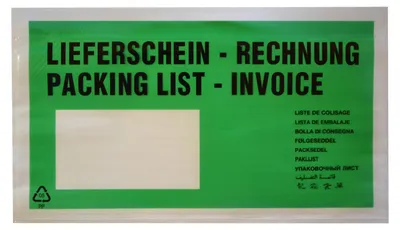 Produktbild von 1000x Dokumententaschen *Lieferschein/Rechnung* DIN Lang 235x130mm grün