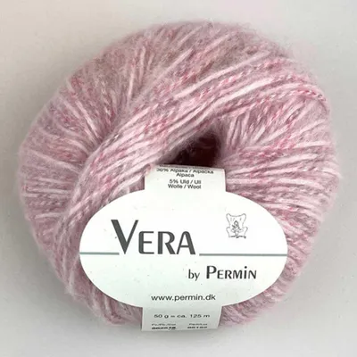 Productafbeelding van Vera van Permin – Garen in kettingstructuur, geschikt voor alle seizoenen. Babyalpacawol en katoen (125m/50g) (kleur 15: lichtroze)