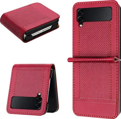 Immagine prodotto di Custodia per Samsung Galaxy Z Flip 3 5G in pelle con funzione stand rosso