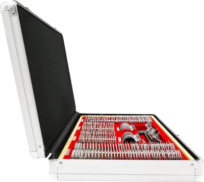 Produktbild von Prüflinsensatz - Optometrie Set - 266 Linsen - Inkl. Messbrille - Glas, Metall - Samtetui - Für Sehtests