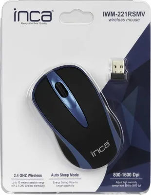 Zdjęcie produktu dla Inca IWM-221RSMV, Optyczny, RF Wireless, 1600 DPI, Czarny, Niebieski