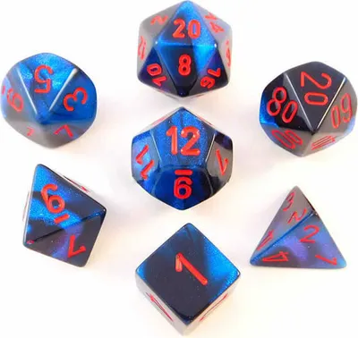 Obrázok produktu pre Chessex - Gemini - sada 7 dielikov - Black-Starlight/Red