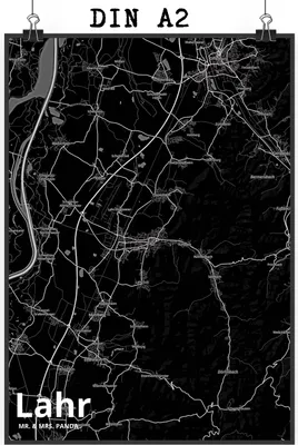 Produktbild von Mr. & Mrs. Panda Bild Lahr DIN A2 - Geschenk, Plakat, Stadt, Kunstdruck, Wandbild, wanddeko, drucke, Dorf Karte Landkarte Map Stadtplan