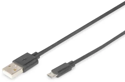 Zdjęcie produktu dla DIGITUS USB 2.0 Anschlusskabel Typ A -mikro B St/St 1,8m, sw