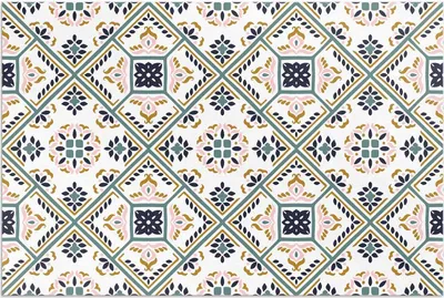 Produktbild von Geometrisch gemusterte Fliesen – Vinylteppich – 150x225 cm – Outdoor Teppich – Terrasse – Wetterfest – Modern