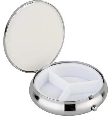 Obrázek produktu pro Krabička na pilulky kulatá hologramová 3 přihrádky, různá, 1 ks