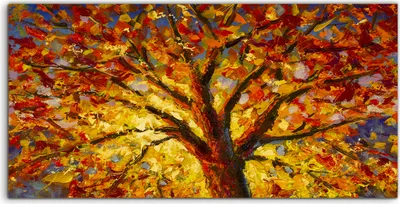 Produktbild von Coloray - Glasbild - 120x60 cm - Wandbild - Glasbilder - Landschaft Herbst Baum Kunst