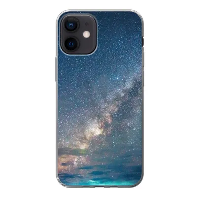 Produktbild von MuchoWow® Handyhülle Schutzhülle Hülle für iPhone 12 Sterne - Sonnensystem - Türkis - Jungen - Mädchen - Kinder Silikon Softcase Handy Hülle - Schutzhülle