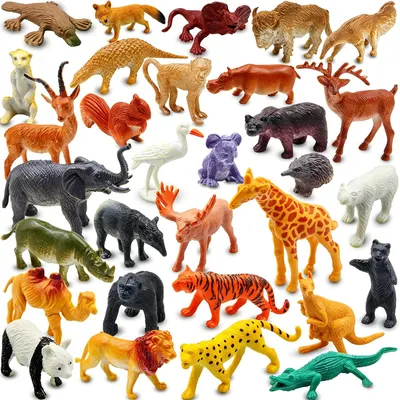Productafbeelding van Realistische mini-dierentuindierfiguren speelgoed, 32-delige set