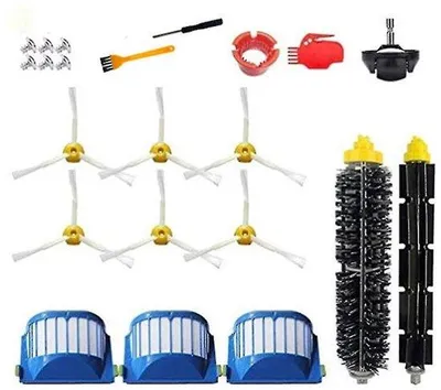 Image de Accessoires pour aspirateurs - Kit d'accessoires - Compatible avec les aspirateurs iRobot Roomba (i7, i7+, E5, E6, séries 800/900) - 2 brosses principales, 3 filtres, 6 brosses latérales, 1 roue de direction et 1 brosse ronde