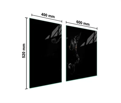 Produktbild von Glasplatte und Schneidebrett 100x52 Hund
