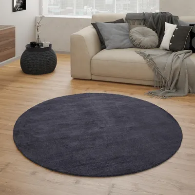 Produktbild von TT Home Wohnzimmer Teppich Handgeknüpft Kurzflor Unifarbenes Design Modern Skandinavisch Größe 160 cm Rund