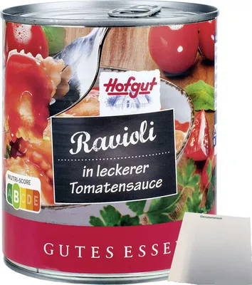 Produktbild von Hofgut Ravioli in Tomatensauce (800ml Dose) + usy Block