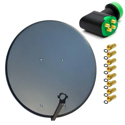 Produktbild von PremiumX SAT Anlage 100cm Antenne ALU GreenDiamond Quad LNB F-Stecker