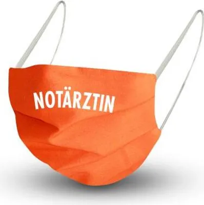Produktbild von Design Maske in ORANGE mit en Innenvlies - NOTÄRZTIN - 15884 + Gratiszugabe
