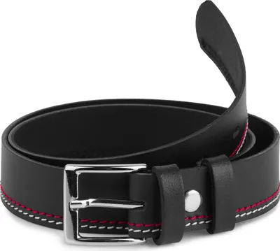 Produktbild von Ladeheid Kinder Gürtel Ledergürtel K1D5 (Schwarz/Rot/Weiß, 65 cm (Gesamtlänge 84 cm))