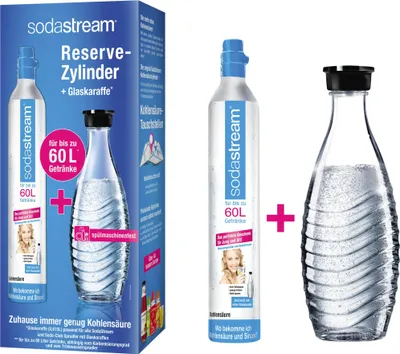 Zdjęcie produktu dla SodaStream 1100065490, Butelka karbonizowana + ładowarka saturatora, Wielobarwny, Szkło, Plastik, Stal nierdzewna, 60 l, 1 szt., CE, FCC