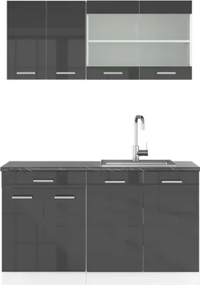 Produktbild von Singleküche Vicco R-Line Anthrazit Hochglanz 140 cm , AP Anthrazit, Model 42549