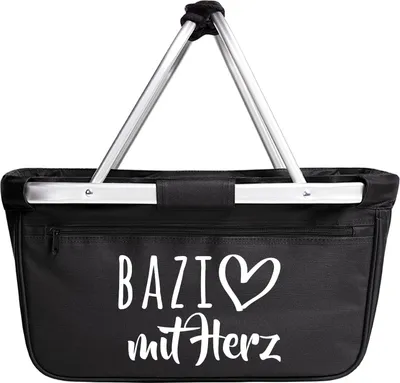 Produktbild von Huuraa Einkaufskorb Bazi mit Herz 20 Liter Black faltbarer Tragekorb Geschenkidee