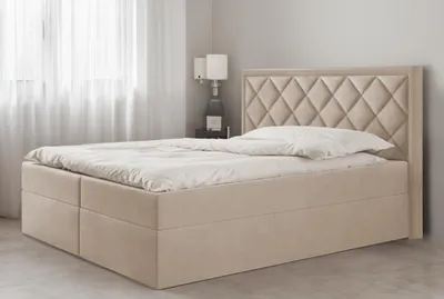 Produktbild von Bett, Boxspringbett DORMI, mit T25 Topper, Federkern, Doppelbett, Stauraum, 180x200 cm, (Beige - Itaka 46)