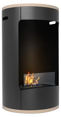 Immagine prodotto di Ottaviano - Camino a bioetanolo da terra freestanding con doppio ripiano in legno melaminico, ø 40xH67,5 cm colore nero