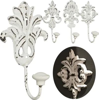 Produktbild von LS-LebenStil 2 Vintage Kleiderhaken 15cm Weiß Garderobenhaken Wandhaken Mantelhaken Handtuchhaken Flur Schlafzimmer Badezimmer Jacken Mäntel Handtuch